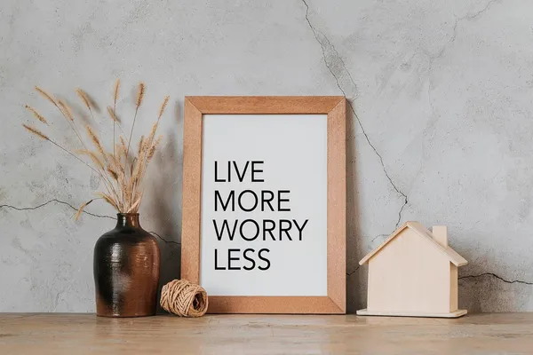 "Live_More_Worry_Less_Motivational_&_Inspirational_framed_Quote_in_Oak_Wood_of_Size_8"_x_6"(1004)_-_Pack_of_3