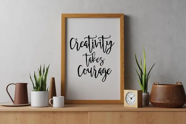 CRAFT_N_CREATIONS_â€œCreativity_Takes_Courageâ€_Motivational_Wall_Art_Print_â€“_8x6_Inch_Oak_Wood_Frame_|_Inspirational_Quote_Decor_for_Home_&_Office_|_Model_1014_-_Pack_of_3