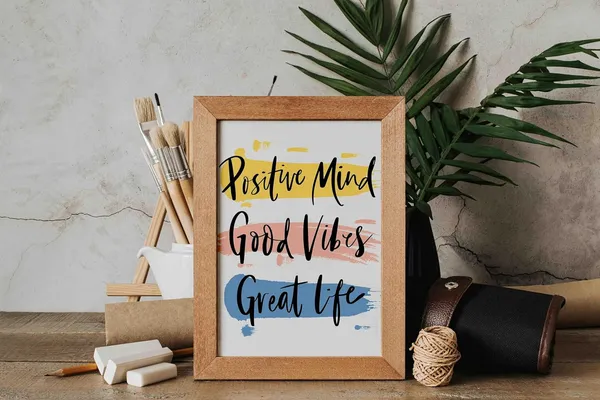 CRAFT_N_CREATIONS_"Positive_Mind,_Good_Vibes,_Great_Life_Motivational_Quote_Frame_â€“_8"x6"_Wooden_Finish_|_Inspirational_Wall_&_Desk_Decor_for_Home_&_Office
