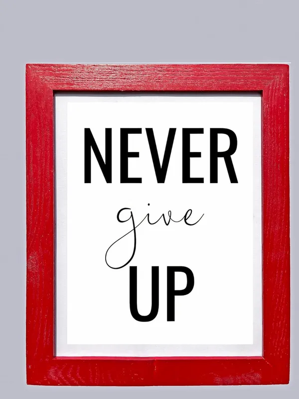 CRAFT_N_CREATIONS_"Never_Give_Up_Motivational_&_Inspirational_framed_Quote_in_Oak_Wood_of_Size_8"_x_6"_in_Six_Colours_(Red)_-_Pack_of_2