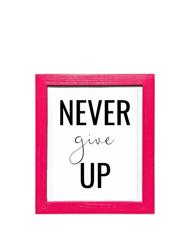 CRAFT_N_CREATIONS_"Never_Give_Up_Motivational_&_Inspirational_framed_Quote_in_Oak_Wood_of_Size_8"_x_6"_in_Six_Colours_(Pink)_-_Pack_of_2