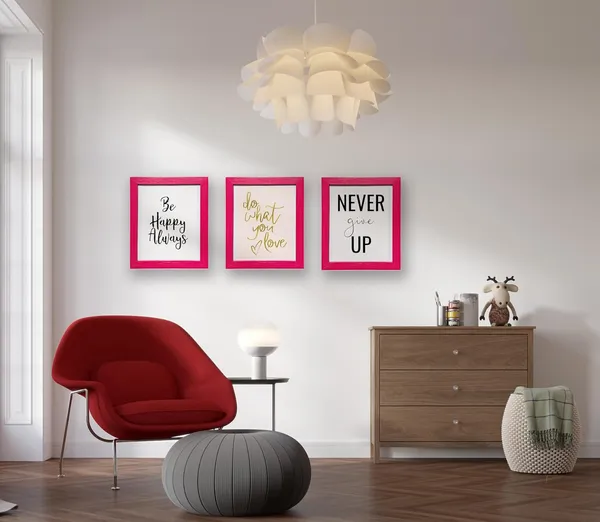 CRAFT_N_CREATIONS_Inspirational_Wall_Art_Set,_25.4_x_20.3_cm,_Oak_Wood_Frame,_Set_of_3-Piece_Motivational_Quotes_(Pink)