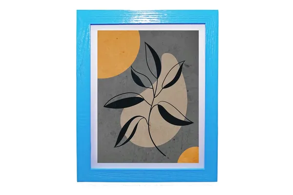 Craft_N_Creations_Abstract_Botanical_Harmony_minimal_natural_wall_Art,_25.4_x_20.3_cm,_American_Oak_Wood_Frame,_Set_of_4,_(Blue)