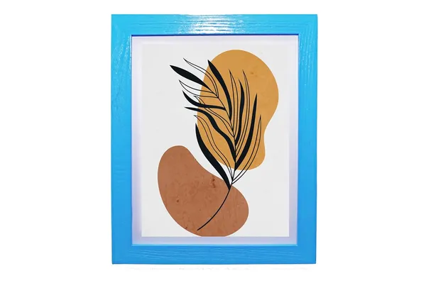 Craft_N_Creations_Abstract_Botanical_Harmony_minimal_natural_wall_Art,_25.4_x_20.3_cm,_American_Oak_Wood_Frame,_Set_of_4,_(Blue)