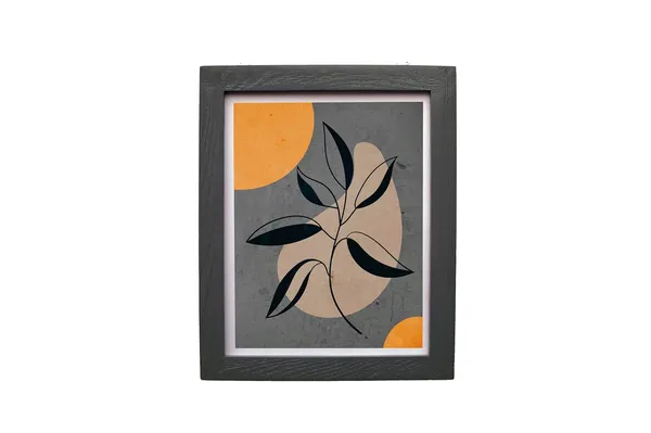 Craft_N_Creations_Abstract_Botanical_Harmony_minimal_natural_wall_Art,_25.4_x_20.3_cm,_American_Oak_Wood_Frame,_Set_of_4,_(Black)