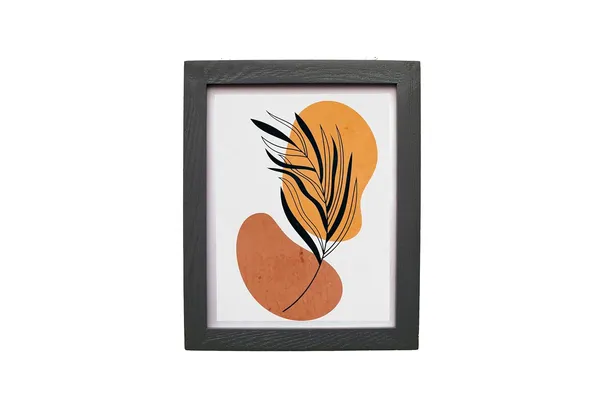 Craft_N_Creations_Abstract_Botanical_Harmony_minimal_natural_wall_Art,_25.4_x_20.3_cm,_American_Oak_Wood_Frame,_Set_of_4,_(Black)