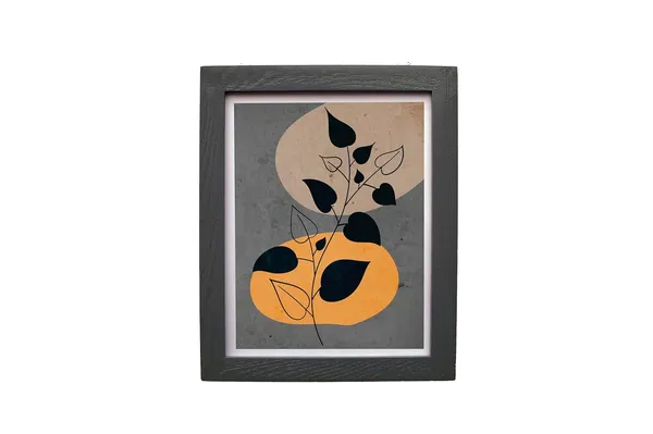 Craft_N_Creations_Abstract_Botanical_Harmony_minimal_natural_wall_Art,_25.4_x_20.3_cm,_American_Oak_Wood_Frame,_Set_of_4,_(Black)