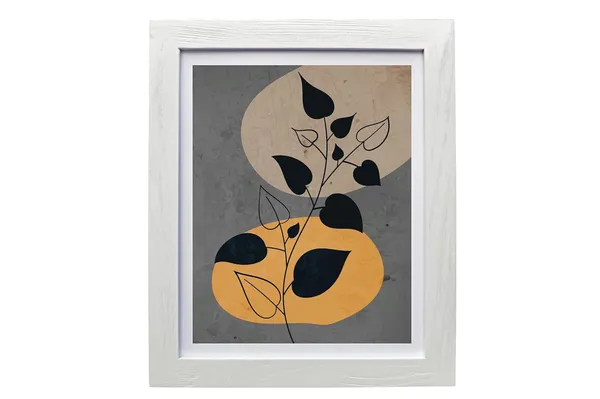 Craft_N_Creations_Abstract_Botanical_Harmony_minimal_natural_wall_Art,_25.4_x_20.3_cm,_American_Oak_Wood_Frame,_Set_of_4,_(White)