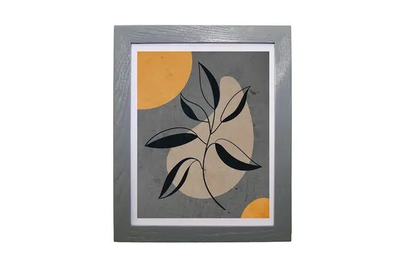 Craft_N_Creations_Abstract_Botanical_Harmony_minimal_natural_wall_Art,_25.4_x_20.3_cm,_American_Oak_Wood_Frame,_Set_of_4,_(Grey)