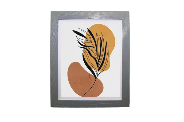 Craft_N_Creations_Abstract_Botanical_Harmony_minimal_natural_wall_Art,_25.4_x_20.3_cm,_American_Oak_Wood_Frame,_Set_of_4,_(Grey)