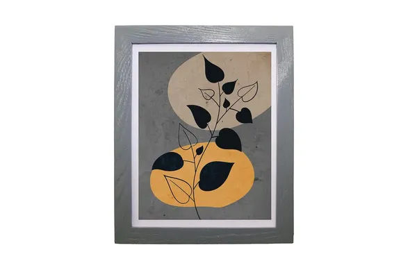 Craft_N_Creations_Abstract_Botanical_Harmony_minimal_natural_wall_Art,_25.4_x_20.3_cm,_American_Oak_Wood_Frame,_Set_of_4,_(Grey)