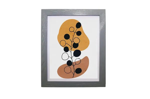 Craft_N_Creations_Abstract_Botanical_Harmony_minimal_natural_wall_Art,_25.4_x_20.3_cm,_American_Oak_Wood_Frame,_Set_of_4,_(Grey)
