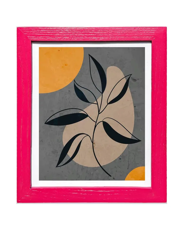 Craft_N_Creations_Abstract_Botanical_Harmony_minimal_natural_wall_Art,_25.4_x_20.3_cm,_American_Oak_Wood_Frame,_Set_of_4,_(Pink)