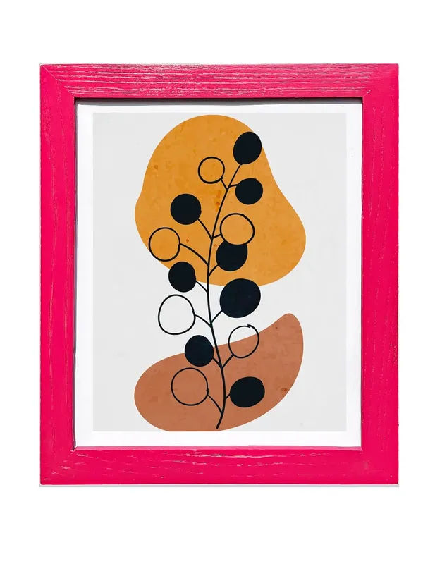 Craft_N_Creations_Abstract_Botanical_Harmony_minimal_natural_wall_Art,_25.4_x_20.3_cm,_American_Oak_Wood_Frame,_Set_of_4,_(Pink)