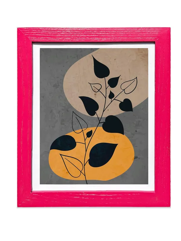 Craft_N_Creations_Abstract_Botanical_Harmony_minimal_natural_wall_Art,_25.4_x_20.3_cm,_American_Oak_Wood_Frame,_Set_of_4,_(Pink)