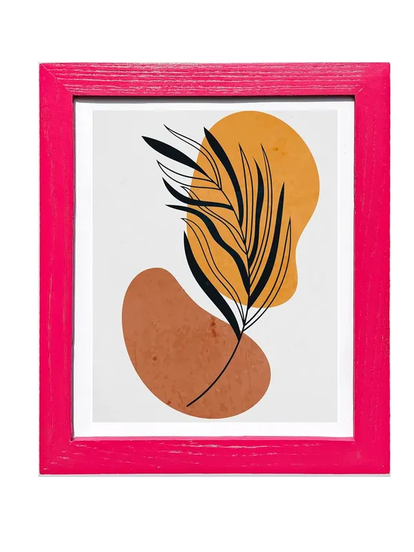 Craft_N_Creations_Abstract_Botanical_Harmony_minimal_natural_wall_Art,_25.4_x_20.3_cm,_American_Oak_Wood_Frame,_Set_of_4,_(Pink)