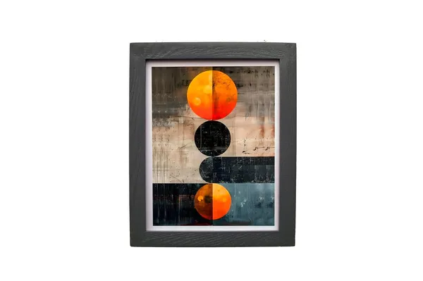 CRAFT_N_CREATIONS_Modern_Abstract_Celestial_Balance_Eclipse_in_Motion_Wall_Art,_Geometric_Circles_Design,_Oak_Wood_Frame,_20_x_25_cm,_(Black)