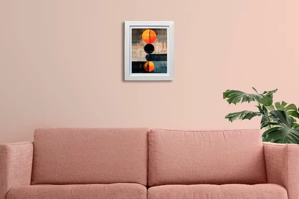 CRAFT_N_CREATIONS_Modern_Abstract_Celestial_Balance_Eclipse_in_Motion_Wall_Art,_Geometric_Circles_Design,_Oak_Wood_Frame,_20_x_25_cm,_(White)