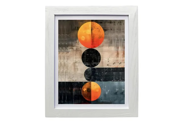 CRAFT_N_CREATIONS_Modern_Abstract_Celestial_Balance_Eclipse_in_Motion_Wall_Art,_Geometric_Circles_Design,_Oak_Wood_Frame,_20_x_25_cm,_(White)