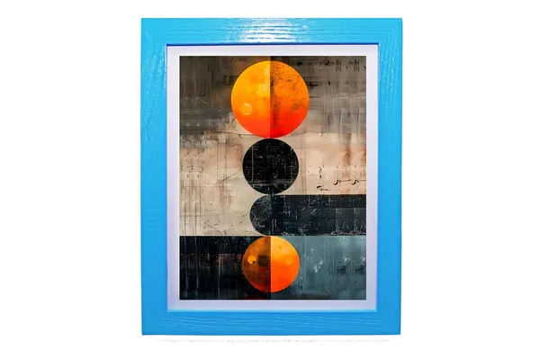 CRAFT_N_CREATIONS_Modern_Abstract_Celestial_Balance_Eclipse_in_Motion_Wall_Art,_Geometric_Circles_Design,_Oak_Wood_Frame,_20_x_25_cm,_(Blue)