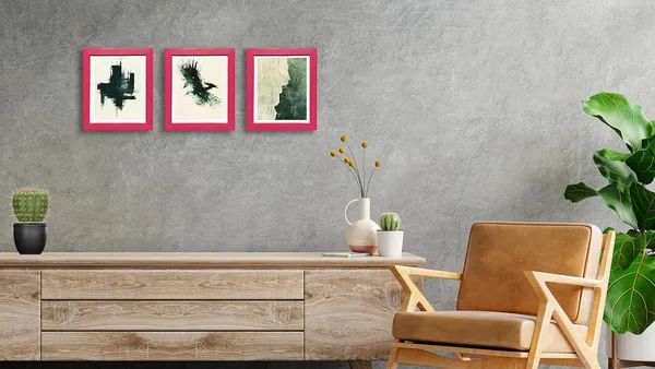 CRAFT_N_CREATIONS_Abstract_Wall_Art_Set,_Oak_Frame,_Nature-Inspired_Green_Collection,_3-Piece_Modern_Home_Decor_(Pink,_14"_x_10",_Framed)