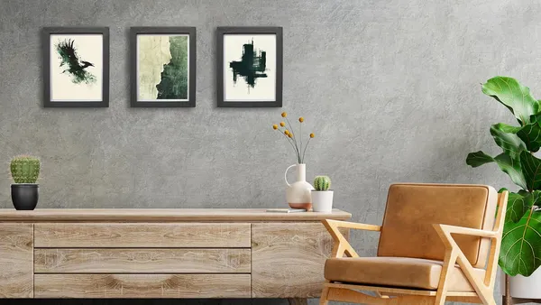 CRAFT_N_CREATIONS_Abstract_Wall_Art_Set,_Oak_Frame,_Nature-Inspired_Green_Collection,_3-Piece_Modern_Home_Decor_(Black,_16"_x_12",_Framed)