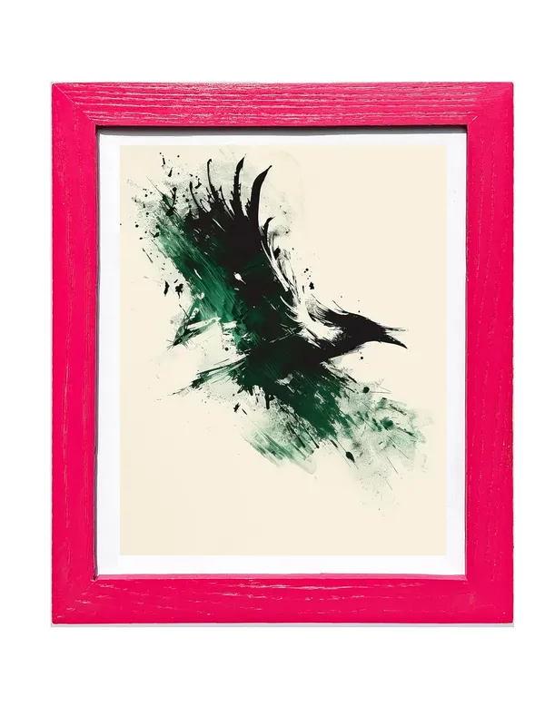 CRAFT_N_CREATIONS_Abstract_Wall_Art_Set,_Oak_Frame,_Nature-Inspired_Green_Collection,_3-Piece_Modern_Home_Decor_(Pink,_11.5"_x_9",_Framed)