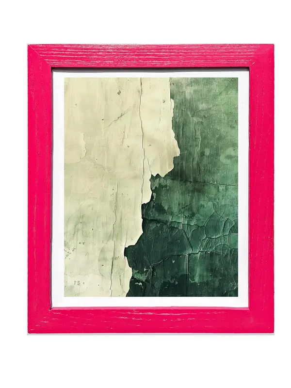 CRAFT_N_CREATIONS_Abstract_Wall_Art_Set,_Oak_Frame,_Nature-Inspired_Green_Collection,_3-Piece_Modern_Home_Decor_(Pink,_11.5"_x_9",_Framed)
