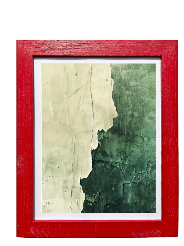 CRAFT_N_CREATIONS_Abstract_Wall_Art_Set,_Oak_Frame,_Nature-Inspired_Green_Collection,_3-Piece_Modern_Home_Decor_(Red,_16"_x_12",_Framed)
