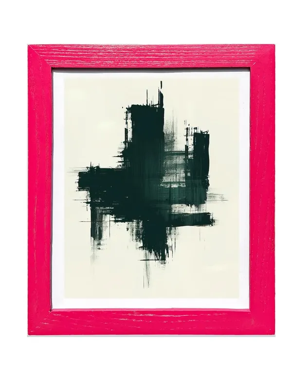 CRAFT_N_CREATIONS_Abstract_Wall_Art_Set,_Oak_Frame,_Nature-Inspired_Green_Collection,_3-Piece_Modern_Home_Decor_(Red,_16"_x_12",_Framed)