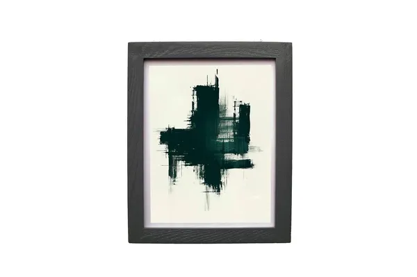 CRAFT_N_CREATIONS_Abstract_Wall_Art_Set,_Oak_Frame,_Nature-Inspired_Green_Collection,_3-Piece_Modern_Home_Decor_(Black,_10"_x_8",_Framed)