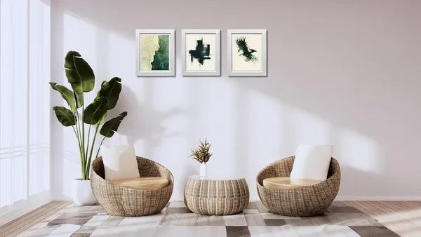 CRAFT_N_CREATIONS_Abstract_Wall_Art_Set,_Oak_Frame,_Nature-Inspired_Green_Collection,_3-Piece_Modern_Home_Decor_(White,_14"_x_10",_Framed)