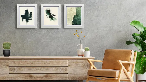 CRAFT_N_CREATIONS_Abstract_Wall_Art_Set,_Oak_Frame,_Nature-Inspired_Green_Collection,_3-Piece_Modern_Home_Decor_(White,_16"_x_12",_Framed)