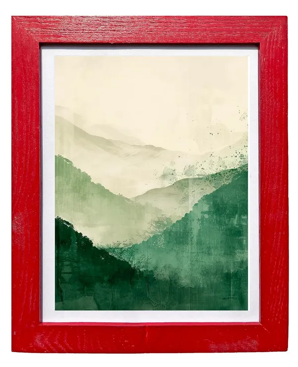 CRAFT_N_CREATIONS_"Modern_Abstract_Wall_Art_Prints_Set_of_3,_Green_Nature_Theme,_Contemporary_Home_Decor_(Red,_16"_x_12",_Framed)