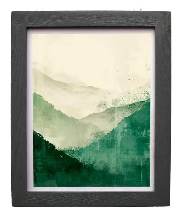 CRAFT_N_CREATIONS_Modern_Abstract_Wall_Art_Prints,_Set_of_3,_Green_Nature_Theme,_Black_Frame,_11.5_x_9_Inches,_Framed_Contemporary_Home_Decor
