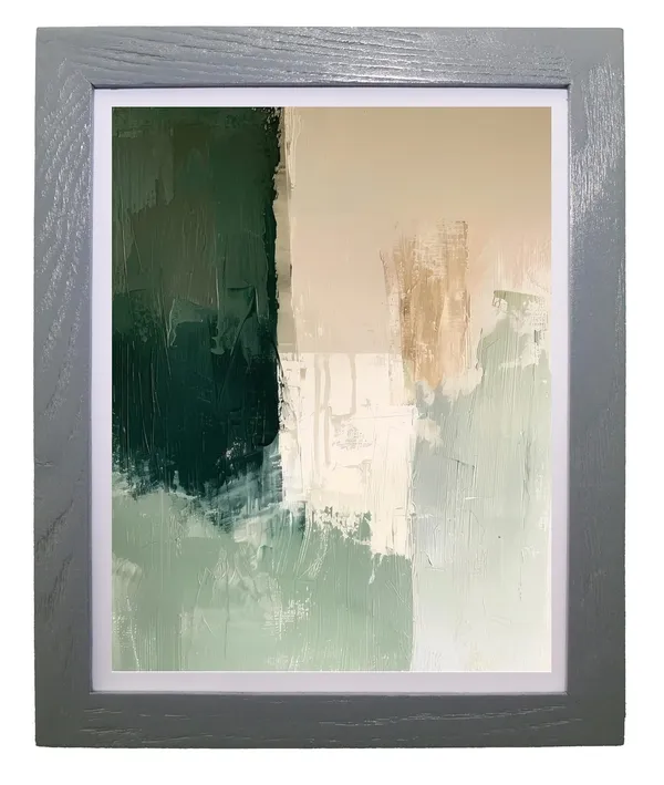 CRAFT_N_CREATIONS_"Modern_Abstract_Wall_Art_Prints_Set_of_3,_Green_Nature_Theme,_Contemporary_Home_Decor_(Grey,_10"_x_8",_Framed)