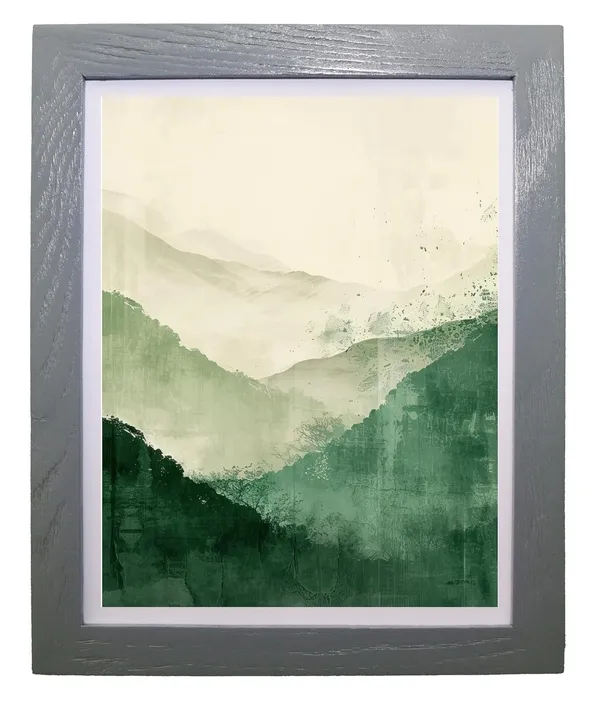 CRAFT_N_CREATIONS_"Modern_Abstract_Wall_Art_Prints_Set_of_3,_Green_Nature_Theme,_Contemporary_Home_Decor_(Grey,_10"_x_8",_Framed)
