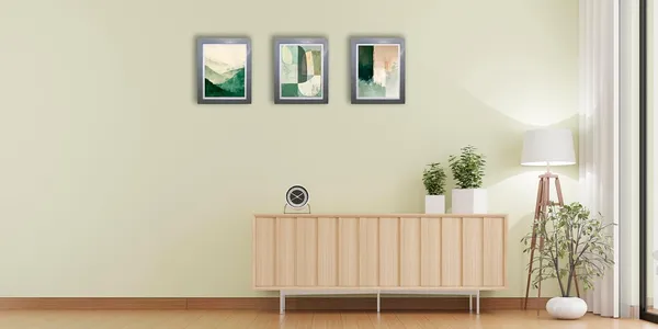 CRAFT_N_CREATIONS_"Modern_Abstract_Wall_Art_Prints_Set_of_3,_Green_Nature_Theme,_Contemporary_Home_Decor_(Grey,_10"_x_8",_Framed)