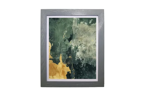 CRAFT_N_CREATIONS_Abstract_Mountain_Landscape_Wall_Art_–_Green_&_Gold_Mixed_Media_Print_with_Metallic_Foil_–_40x30_cm_(16"x12")_–_Grey_Wood_Frame_–_Modern_Home_&_Office_Decor