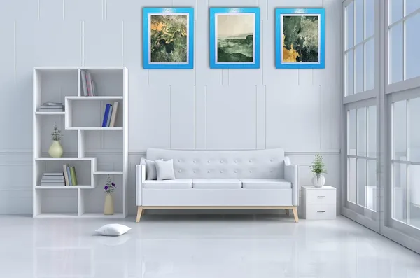 CRAFT_N_CREATIONS_Abstract_Mountain_Landscape_Wall_Art,_Green_and_Gold_Mixed_Media_Print_with_Metallic_Foil,_40_x_30_cm,_Wood_Frame_(SKY_BLUE,_10"_X_8",_Framed)
