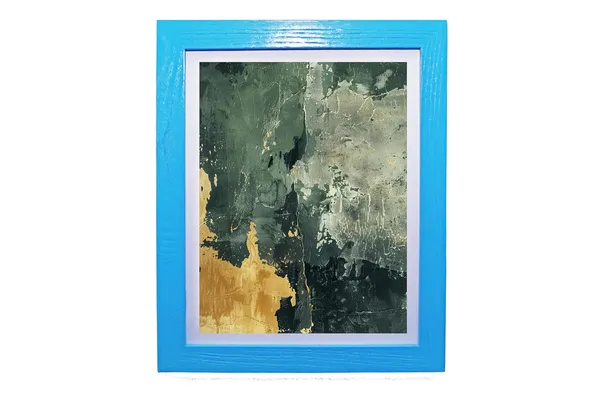 CRAFT_N_CREATIONS_Abstract_Mountain_Landscape_Wall_Art,_Green_and_Gold_Mixed_Media_Print_with_Metallic_Foil,_40_x_30_cm,_Wood_Frame_(SKY_BLUE,_10"_X_8",_Framed)