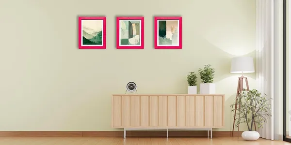 CRAFT_N_CREATIONS_Modern_Abstract_Art_Print_Blur_Of_the_Beyond_Wall_Decor_Set_of_3_(Pink,_16"_x_12",_Framed)