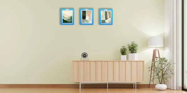 CRAFT_N_CREATIONS_Modern_Abstract_Art_Print_Blur_Of_the_Beyond_Wall_Decor_Set_of_3_(Sky_Blue,_10"_x_8",_Framed)