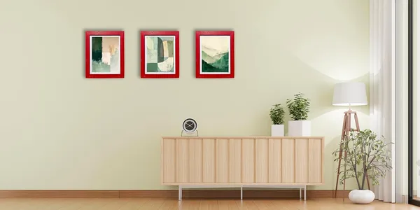 CRAFT_N_CREATIONS_Modern_Abstract_Art_Print_Blur_Of_the_Beyond_Wall_Decor_Set_of_3_(Red,_14"_x_10",_Framed)