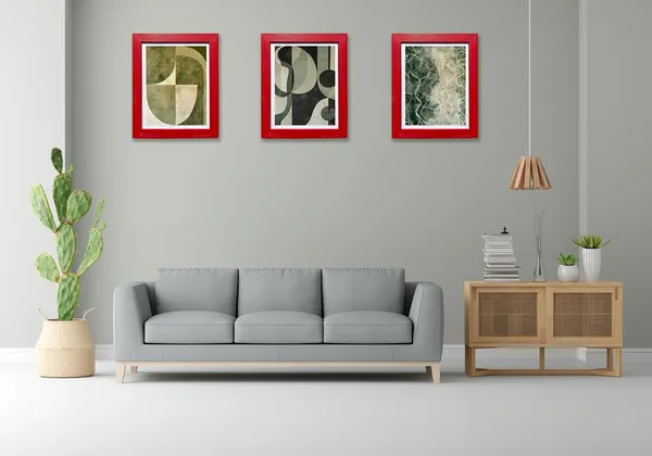 CRAFT_N_CREATIONS_Modern_Abstract_Wall_Art_Print_Set_EarthFlow_Abstracts,_Contemporary_Home_Decor_Set_of_3_(Red,_16"_x_12",_Framed)