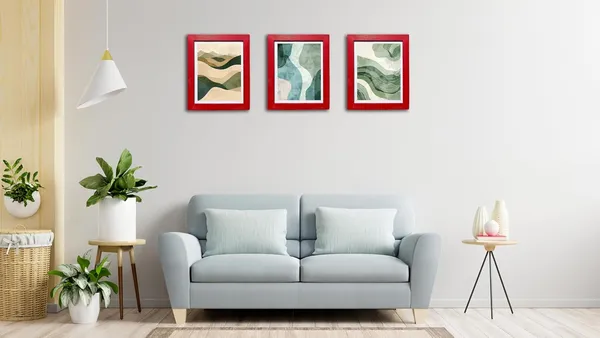 CRAFT_N_CREATIONS_Abstract_wall_Art_Triptych_of_Terran_Flow_Set_of_three_for_home_Decor_16"_x_12"_(RED)
