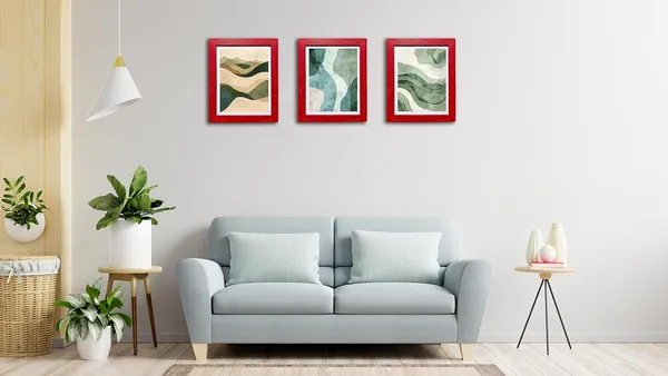 CRAFT_N_CREATIONS_Abstract_wall_Art_Triptych_of_Terran_Flow_Set_of_three_for_home_Decor_14"_x_10"_(RED)