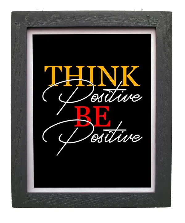 CRAFT_N_CREATIONS_Think_Positive_Motivational_Wall_Art_Print,_Black_Wooden_Frame,_30_x_25_cm_1057_-_Pack_of_2