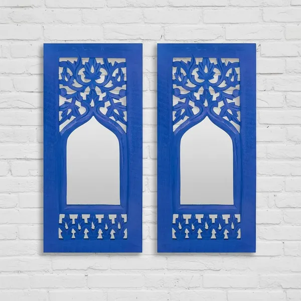 Craft_N_Creatiopns_Decorative_Wooden_Jharokha_Mirror_Wall_Panels,_Royal_Blue,_Traditional_Indian_Style_Carved_Design,_Set_of_2_in_17_x_7_inches