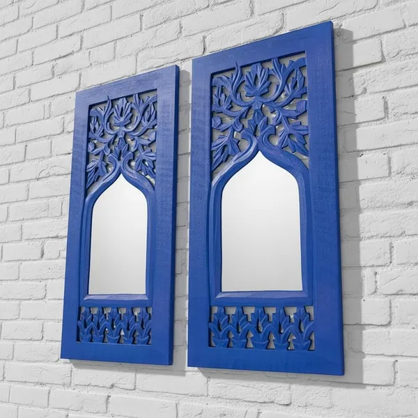 Craft_N_Creatiopns_Decorative_Wooden_Jharokha_Mirror_Wall_Panels,_Royal_Blue,_Traditional_Indian_Style_Carved_Design,_Set_of_2_in_17_x_7_inches